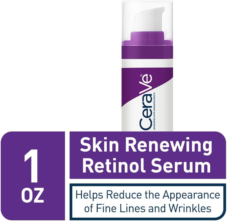 CeraVe Anti Aging Retinol Serum 1 Ounce Cream Serum for Smoothing Fine Lines and Skin Brightening Fragrance Free, 1 Fl Oz (Pack of 1)
