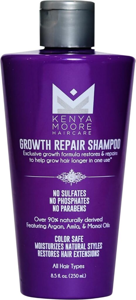 Kenya Moore Hair Care Growth + Repair Shampoo for Dry, Damaged Hair, Strengthening and Hydrating, 8.5 oz.